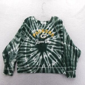 Touch Stadium Shirt Womens XL Packers Green Tie Dye Waffle Knit Thermal New